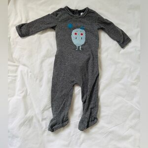 KIPP Striped Baby Boy Onesie Footie with Cute Monster Design Size 6 Months
